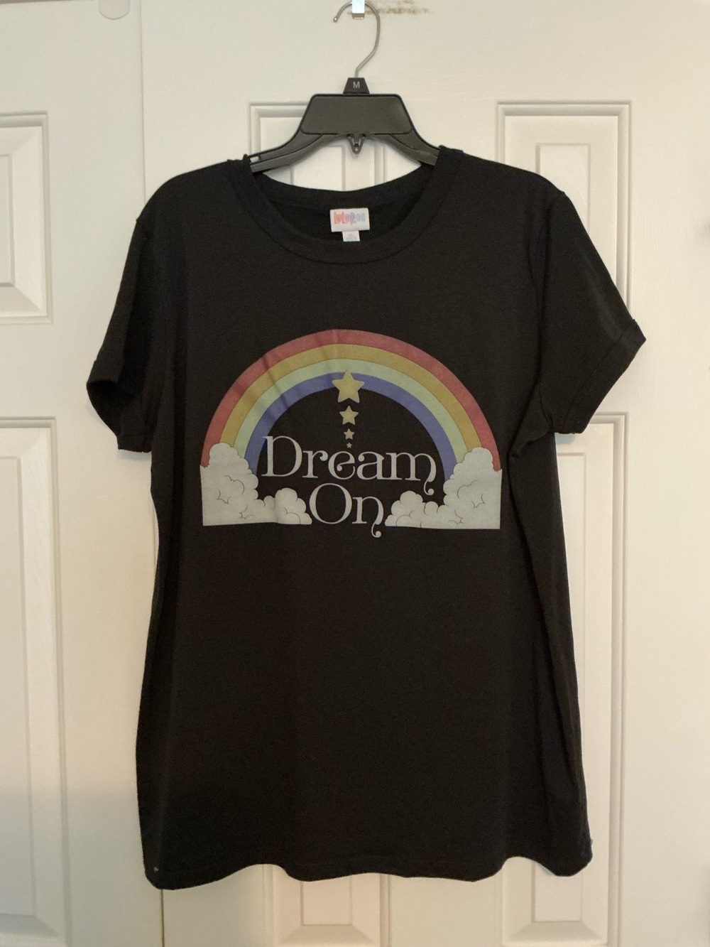 Lularoe Black Medium Liv T-Shirt - Dream on Rainbow